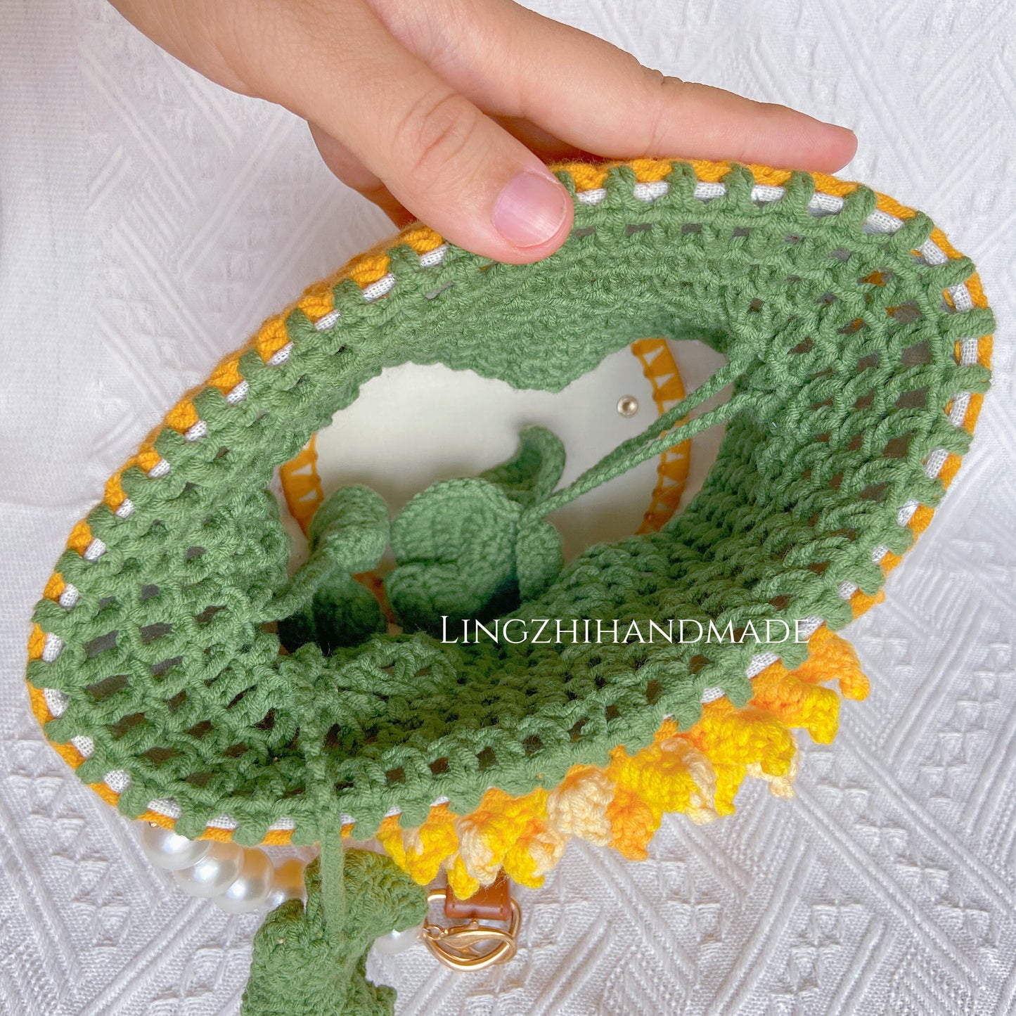 Crocheted sunflower bag Handmade Bag Sunflower Finished Handmade Bag by Lingzhihandmade