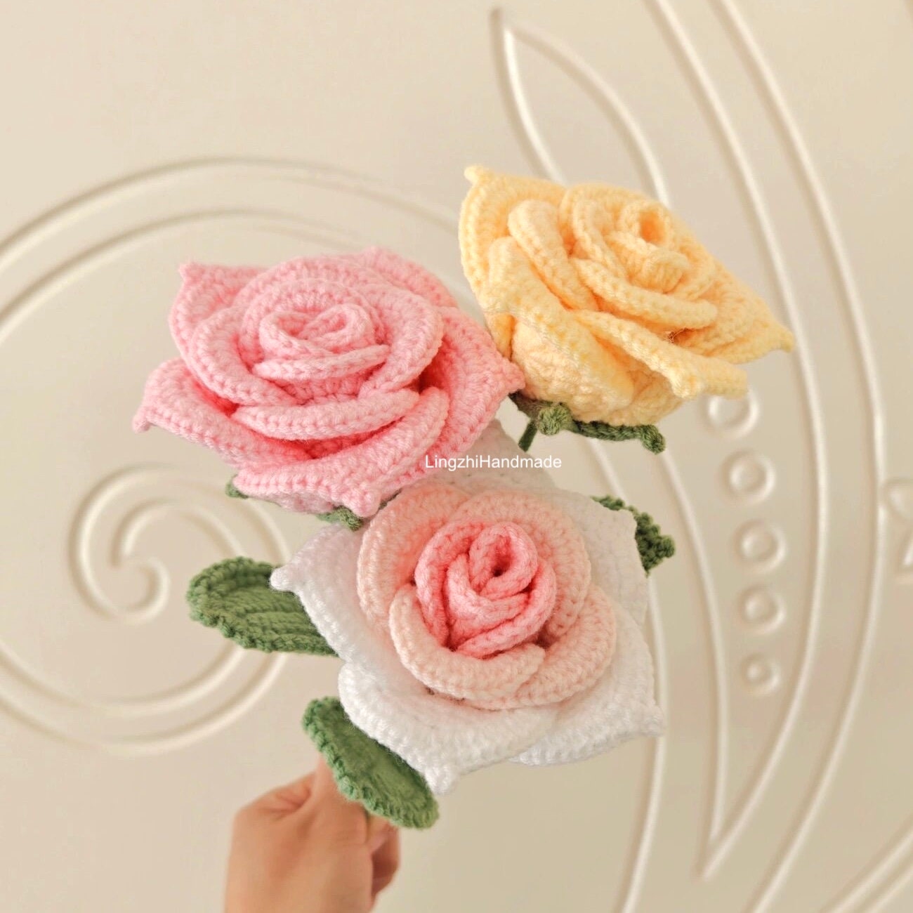 Rose Crochet Pattern Crochet Small Thai Rose Bouquet Pattern Crochet Flower Bouquet Pattern Wedding Bouquet Valentines Gift Flower