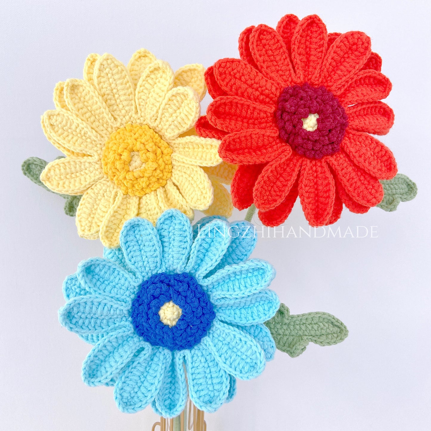 Crochet gerbera daisy flower bouquet bundle pattern crochet gerbera daisy flower pattern crochet lily of the valley pattern crochet babys breath pattern crochet lavender pattern crochet leaf pattern crochet flower bouquet pattern gift for her diy