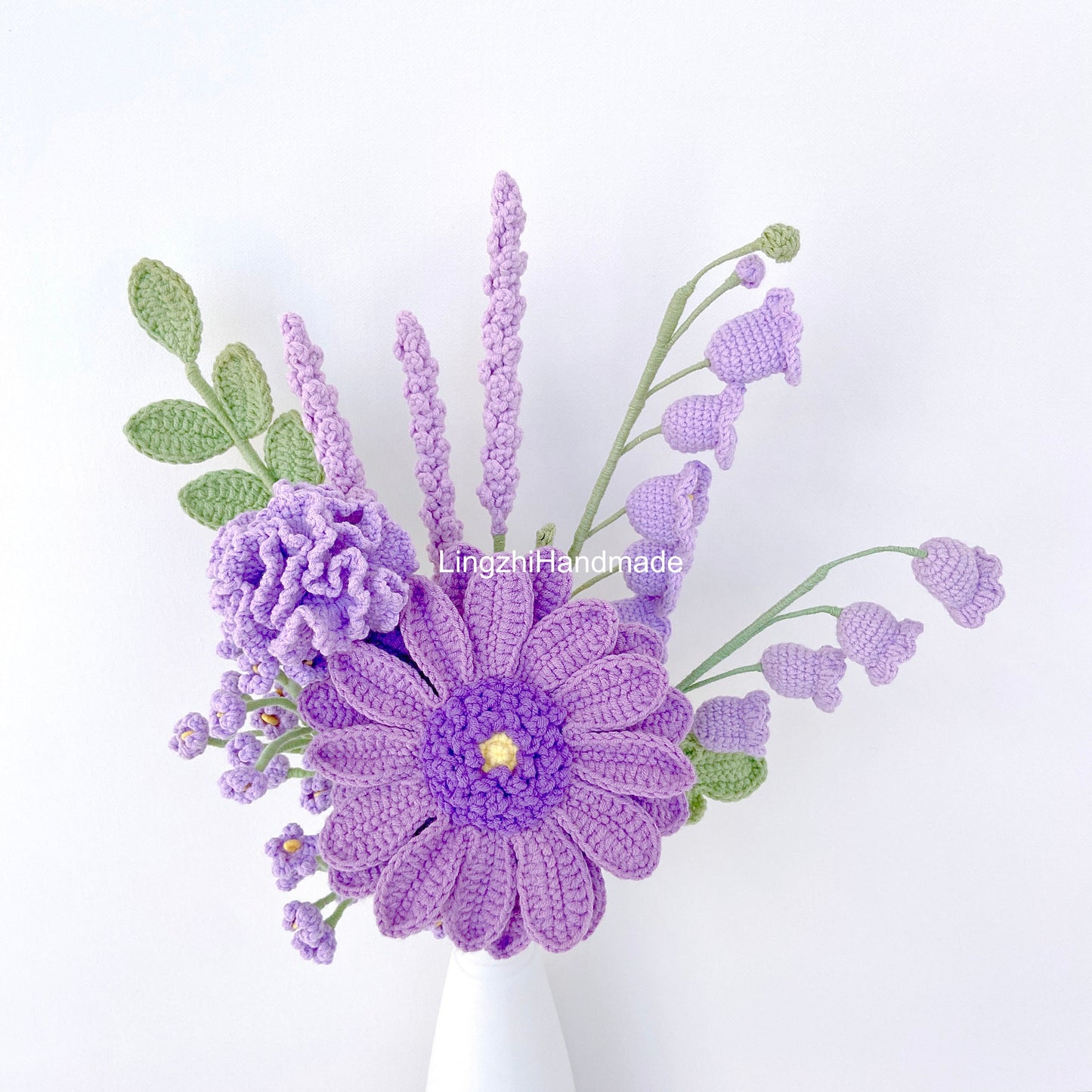 Crochet gerbera daisy flower bouquet bundle pattern crochet gerbera daisy flower pattern crochet lily of the valley pattern crochet babys breath pattern crochet lavender pattern crochet leaf pattern crochet flower bouquet pattern gift for her diy