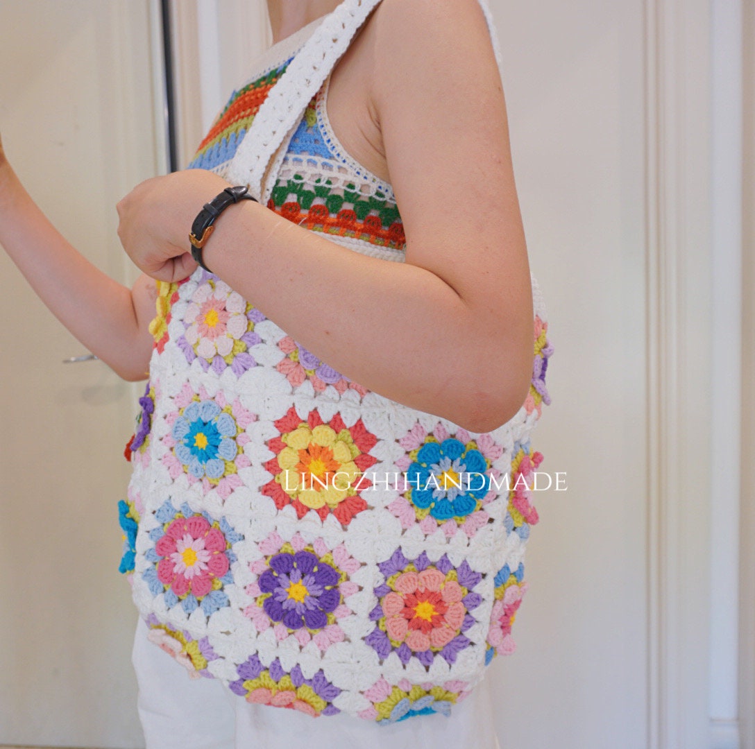 Handmade Bag, Granny square handbag, Crochet Handbag, Gift for top Her