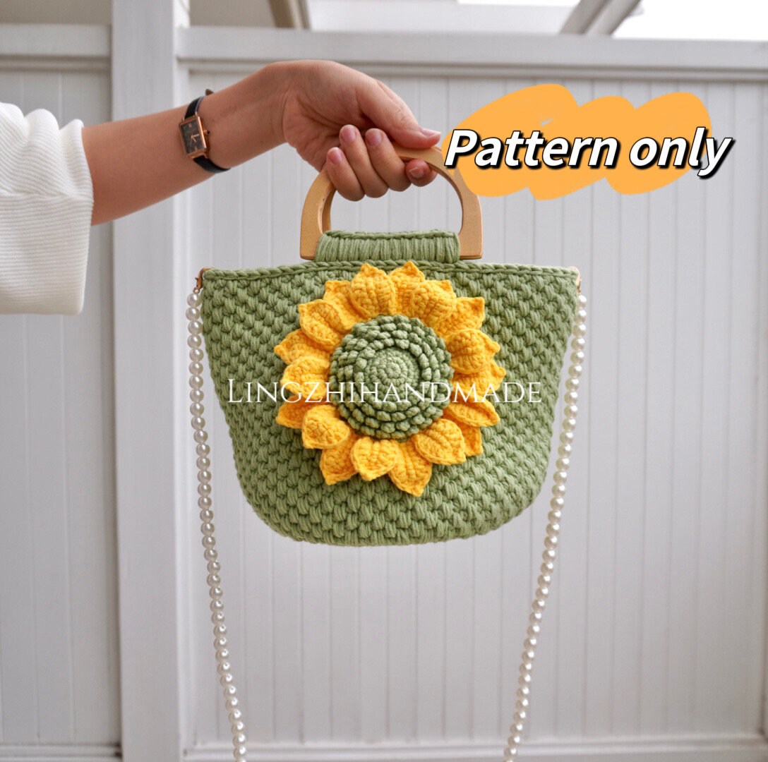 Crochet Pattern Crochet Tote Bag Pattern Crochet Handbag Pattern Knitted Bag Handmade Pattern Crochet Sunflower Pattern Lingzhihandmade