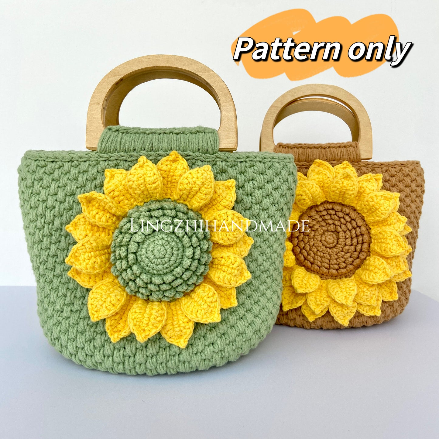 Crochet Pattern Crochet Tote Bag Pattern Crochet Handbag Pattern Knitted Bag Handmade Pattern Crochet Sunflower Pattern Lingzhihandmade