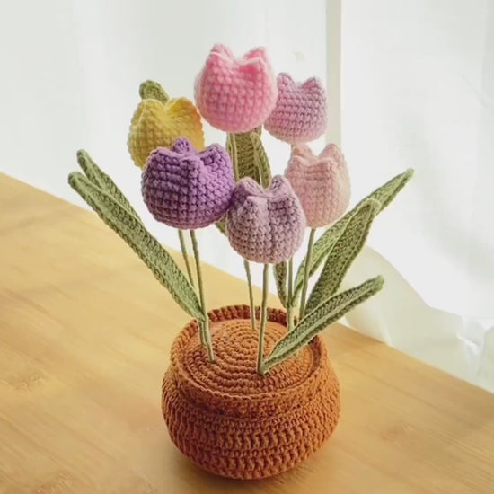 Crochet tulip pattern. Tulips crochet pattern, crochet flowers pattern, crochet flower bouquets pattern, Lingzhi handmade