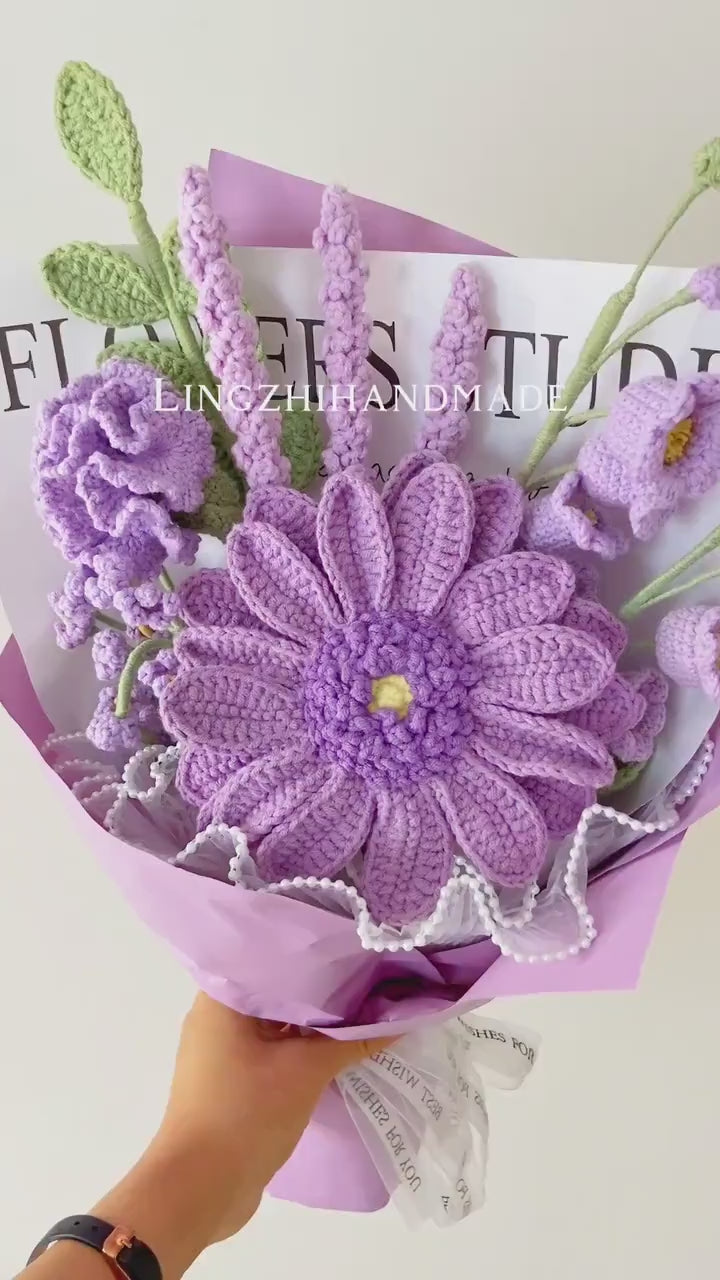 Gerbera Flower Bouquet Crochet Pattern Bundle Crochet Carnation Pattern Lily of valley Crochet Lavender Pattern Crochet Leaf Pattern