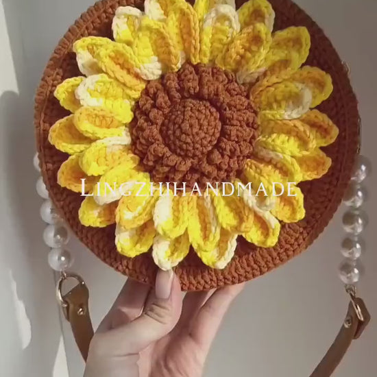 Handmade Crocheted Sunflower Bag Finished Product Crochet Flower Bag Gift for her Mother's day gift Birthday gift Handmade bag