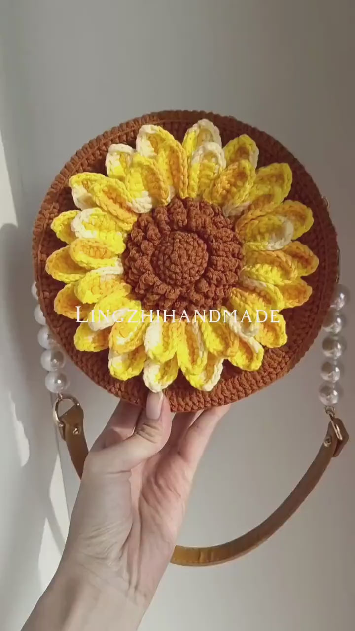 Handmade Crocheted Sunflower Bag Finished Product Crochet Flower Bag Gift for her Mother's day gift Birthday gift Handmade bag