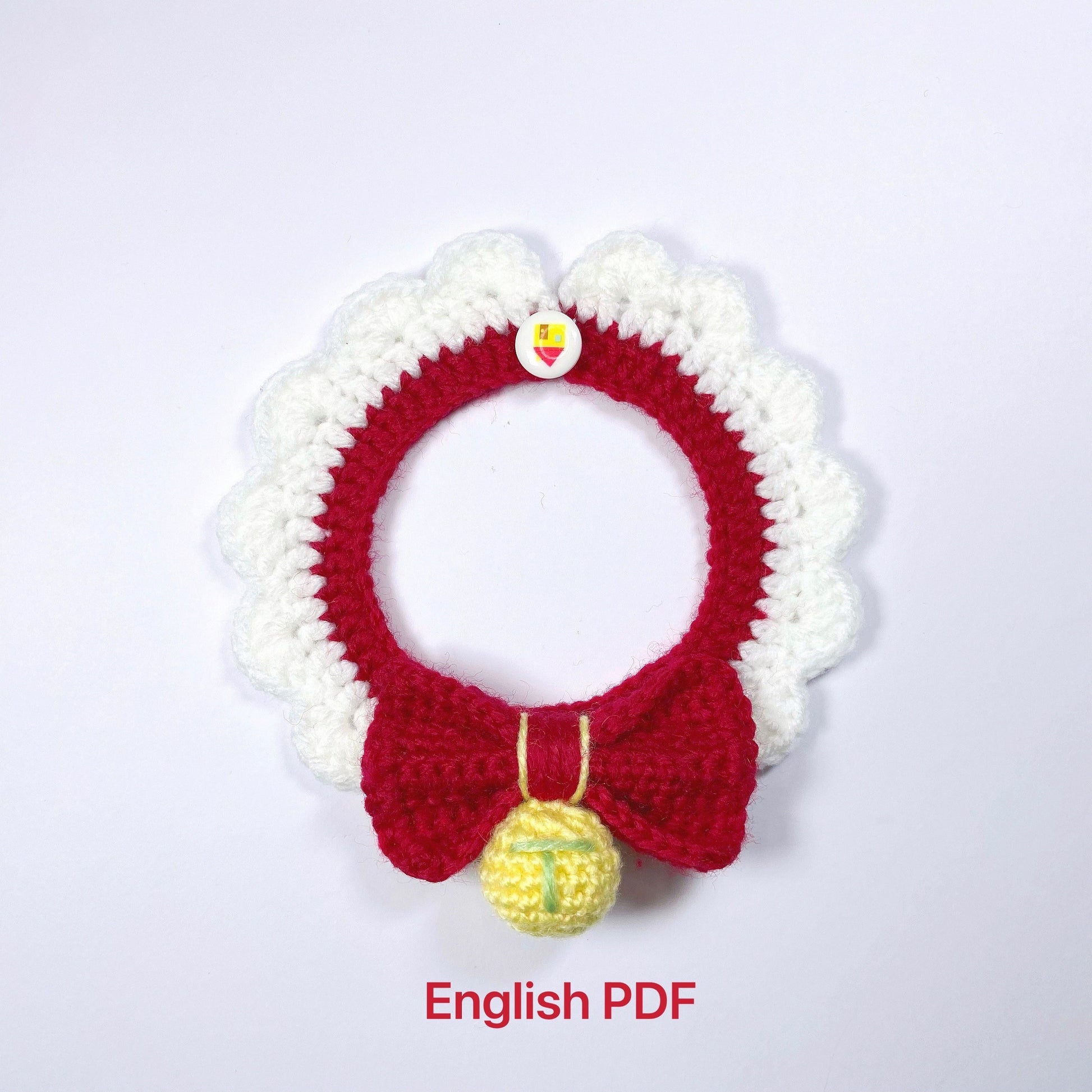 Crochet Pattern English. Crochet Pet collar with bowknot. Crochet dog collar. Crochet cat collar. Crochet pattern and video instruction