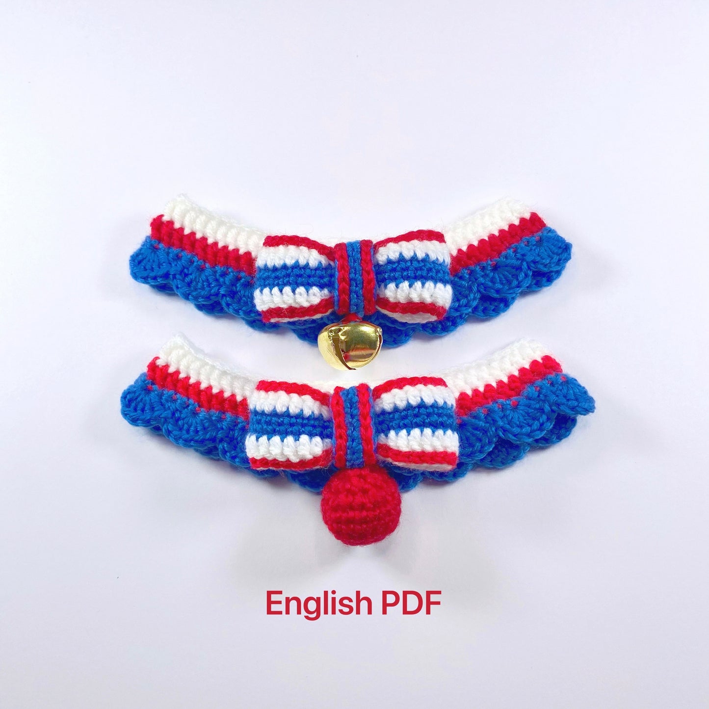 Pet collar crochet pattern, dog collar crochet pattern, cat collar crochet pattern, English crochet pattern