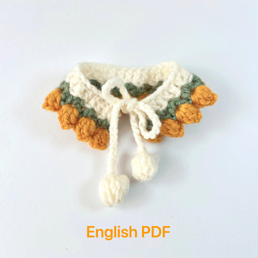 crochet pet collar crochet pattern, crochet tulips, lingzhihandmade, crochet pet accessories