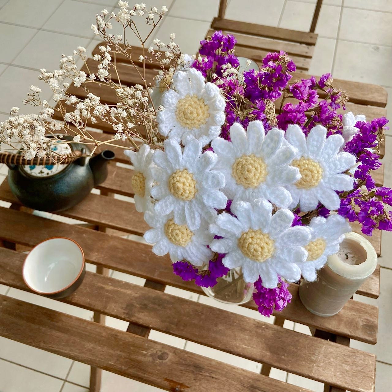 daisy crochet pattern, crochet daisy, crochet daisy pattern, crochet flower, crochet flower bouquets pattern, lingzhihandmade