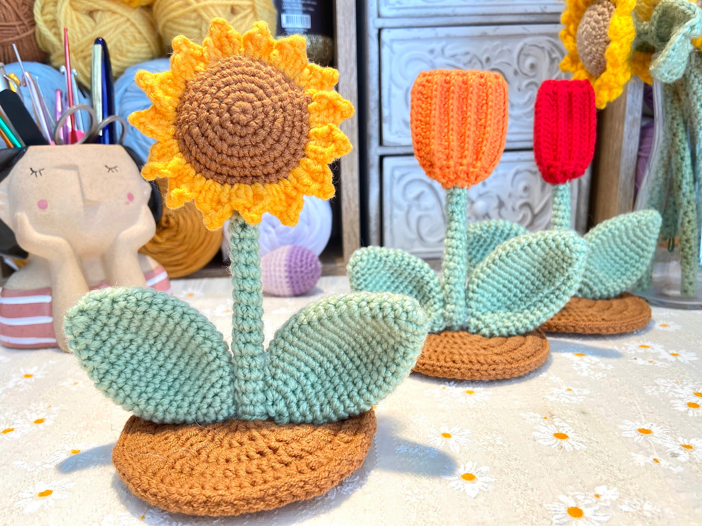 crochet pattern crochet sunflower pattern mother&#39;s day gift LingzhiHandmade