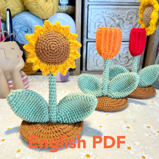 Sunflower crochet pattern Crochet sunflower cellphone supporter pattern Mothers' day gift