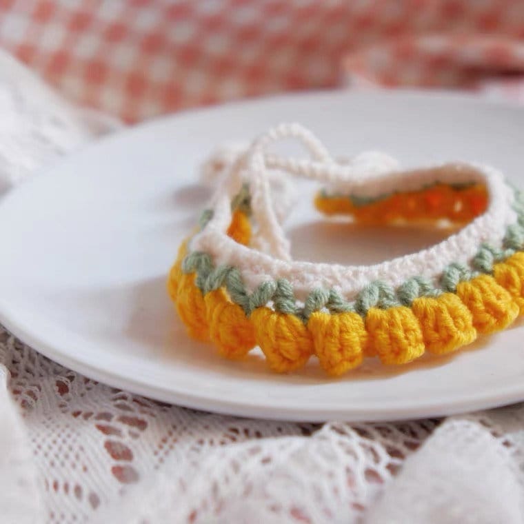 Pet collar crochet pattern English, crochet dog collar pattern, crochet cat collar, crochet tulips pattern, crochet flowers pattern by LingzhiHandmade, crochet pet accessories