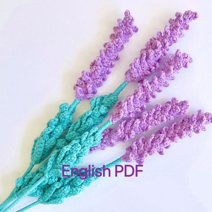 Crochet lavender pattern, lavender crochet pattern, crochet lavender bouquets pattern, crochet flowers, crochet flower bouquets, beginner crochet pattern Lingzhihandmade