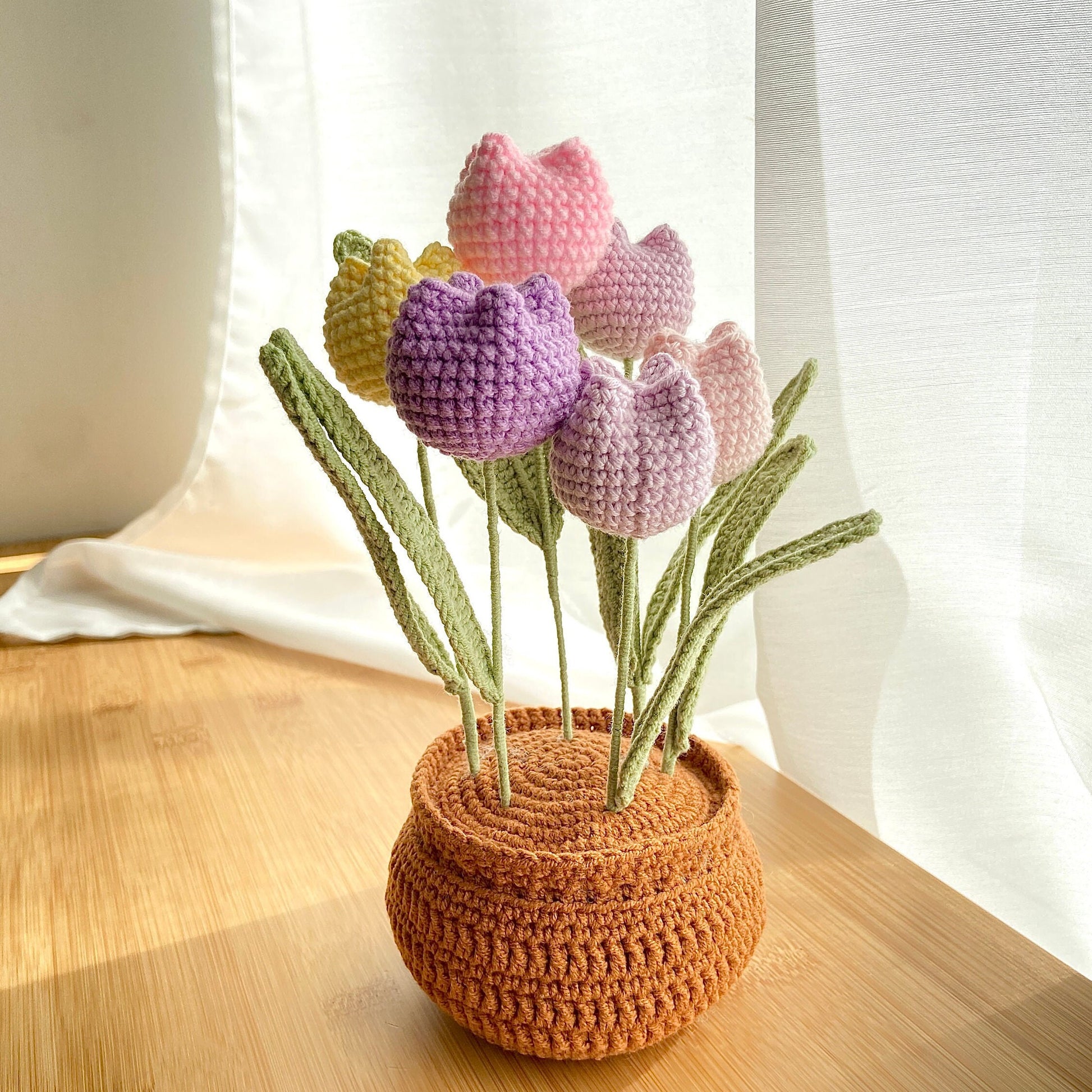 Crochet tulip pattern. Tulips crochet pattern, crochet flowers pattern, crochet flower bouquets pattern, Lingzhi handmade