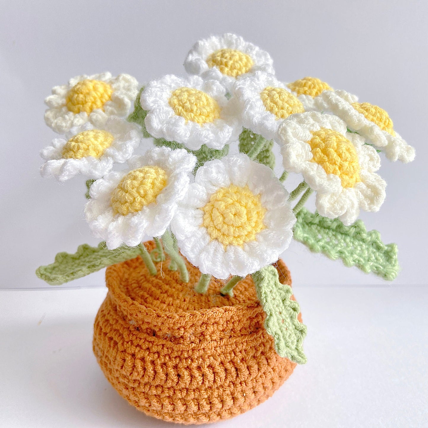 Crochet Flower Pattern. Crochet Daisy in a Pot. Crochet Flowers in a Pot. Crochet Pattern for Wedding Bouquets and Home Decoration