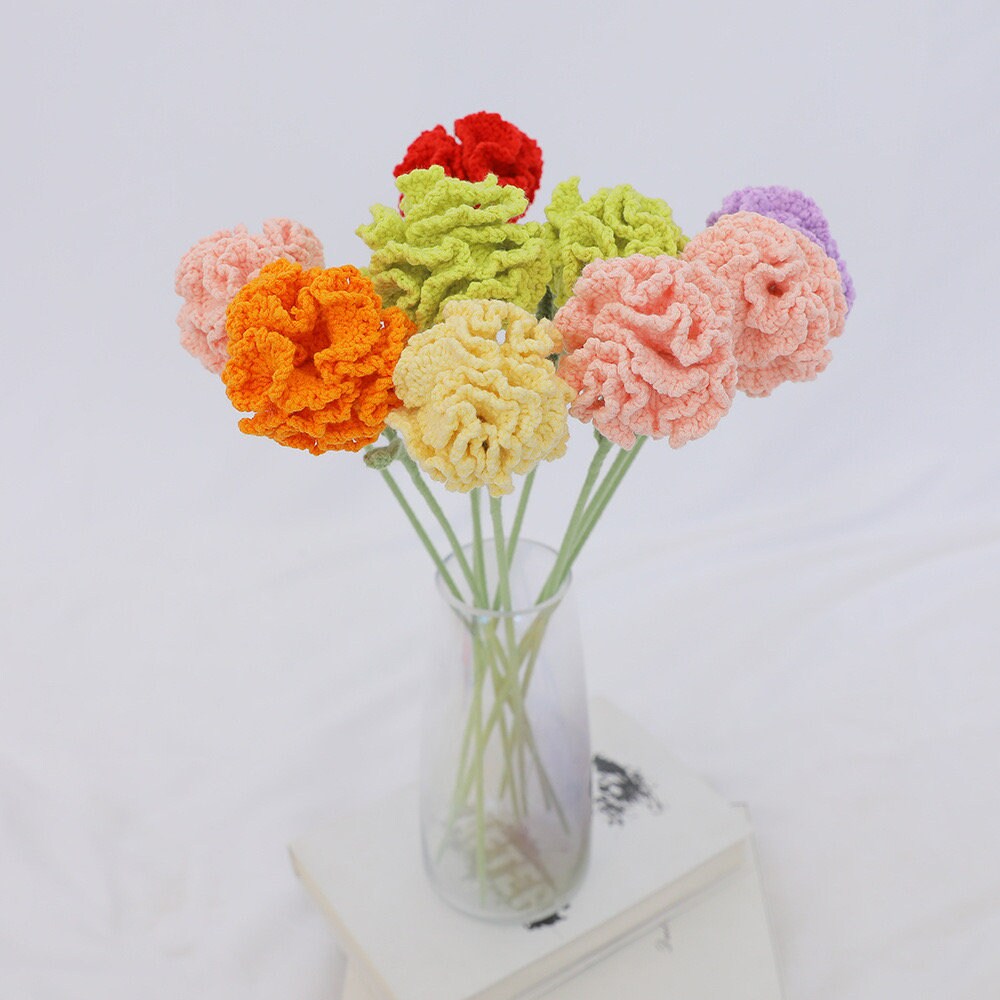 Carnation flower crochet pattern, crochet flower bouquet pattern, crochet flower pattern, eternal flower DIY, lingzhihandmade