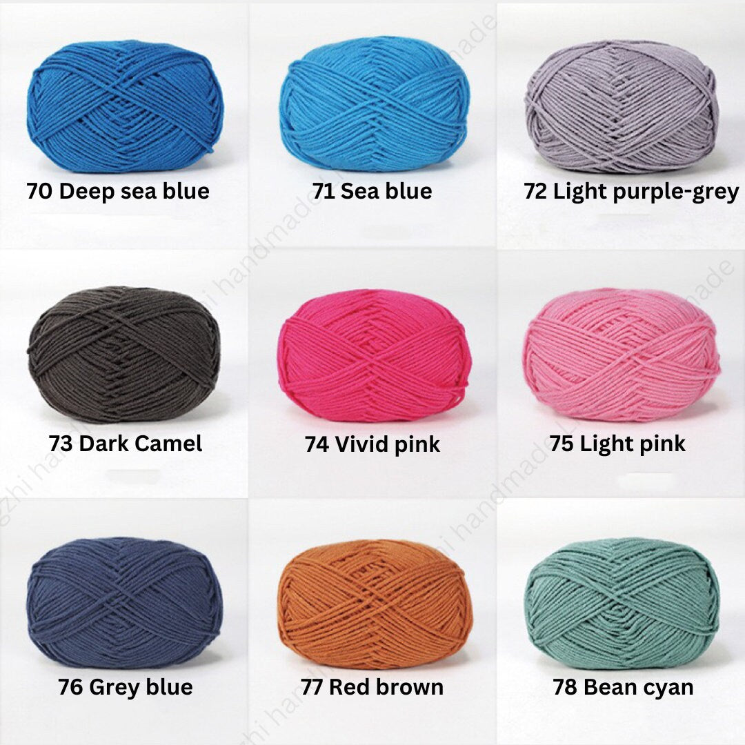 Color 69-83 High Quality 83 colour 4 ply Milk Cotton Yarn 50g for Crochet, Knitting, Amigurumi