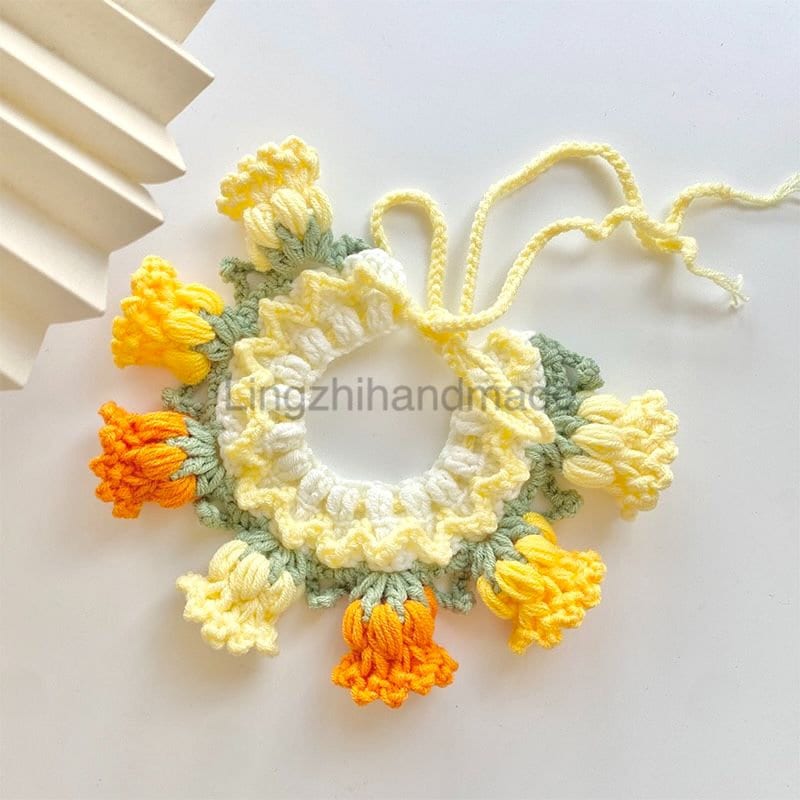 Pet collar crochet pattern English, crochet dog collar pattern, crochet cat collar, crochet lily flower pattern, crochet flowers pattern