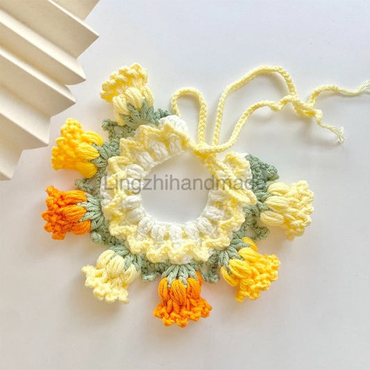 Pet collar crochet pattern English, crochet dog collar pattern, crochet cat collar, crochet lily flower pattern, crochet flowers pattern