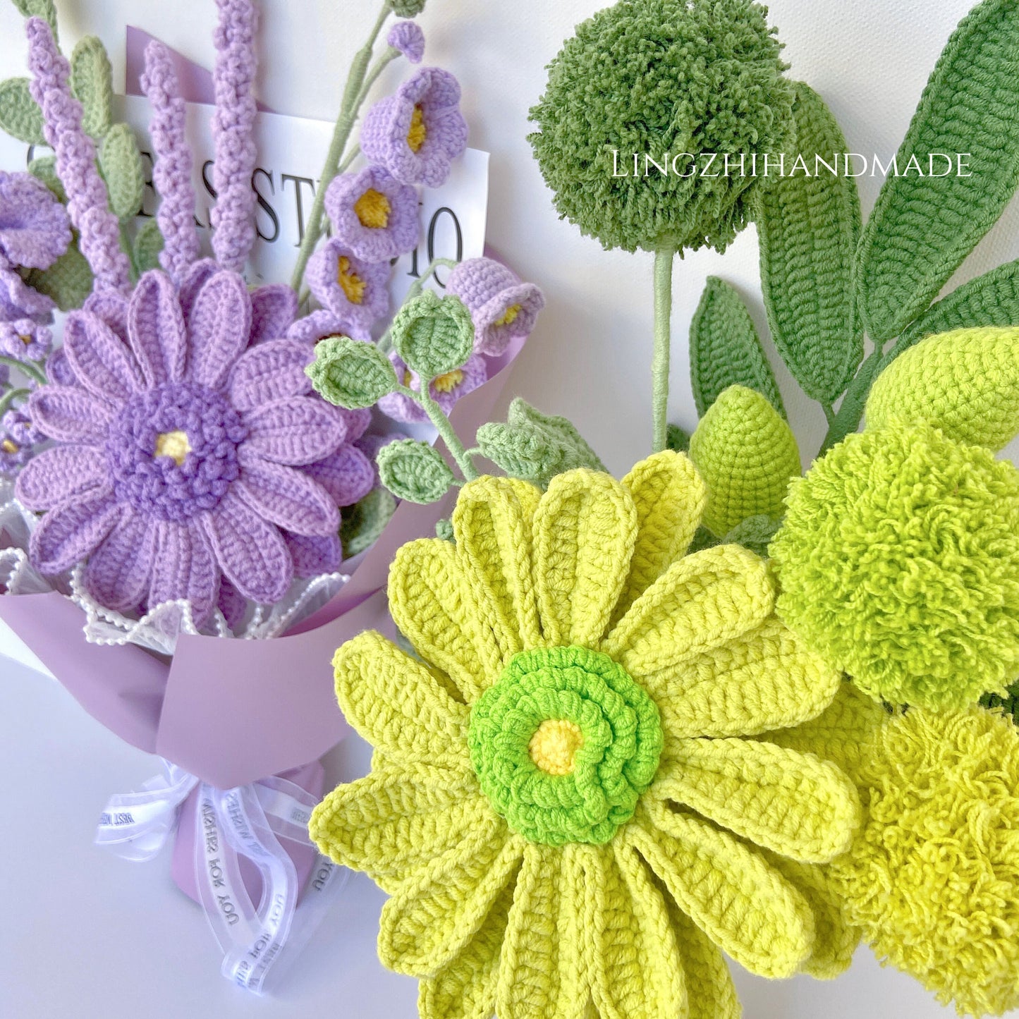 Gerbera flower crochet pattern, crochet flower bouquet pattern, crochet gerbera daisy pattern, English crochet pattern, flower crochet pattern, eternal flower, flower bouquet DIY, Lingzhihandmade