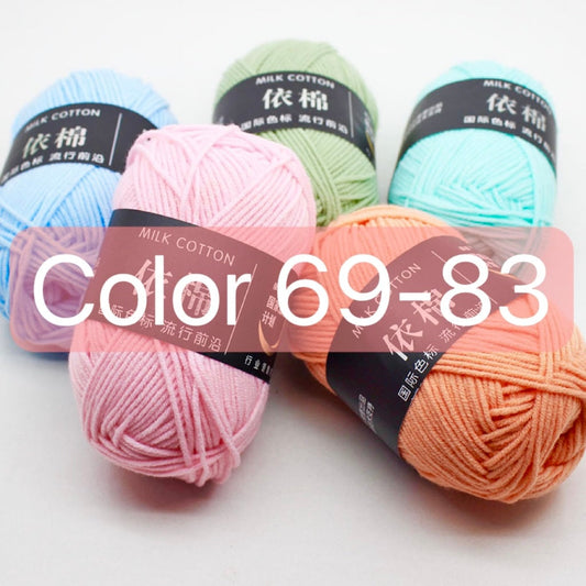 Color 69-83 High Quality 83 colour 4 ply Milk Cotton Yarn 50g for Crochet, Knitting, Amigurumi