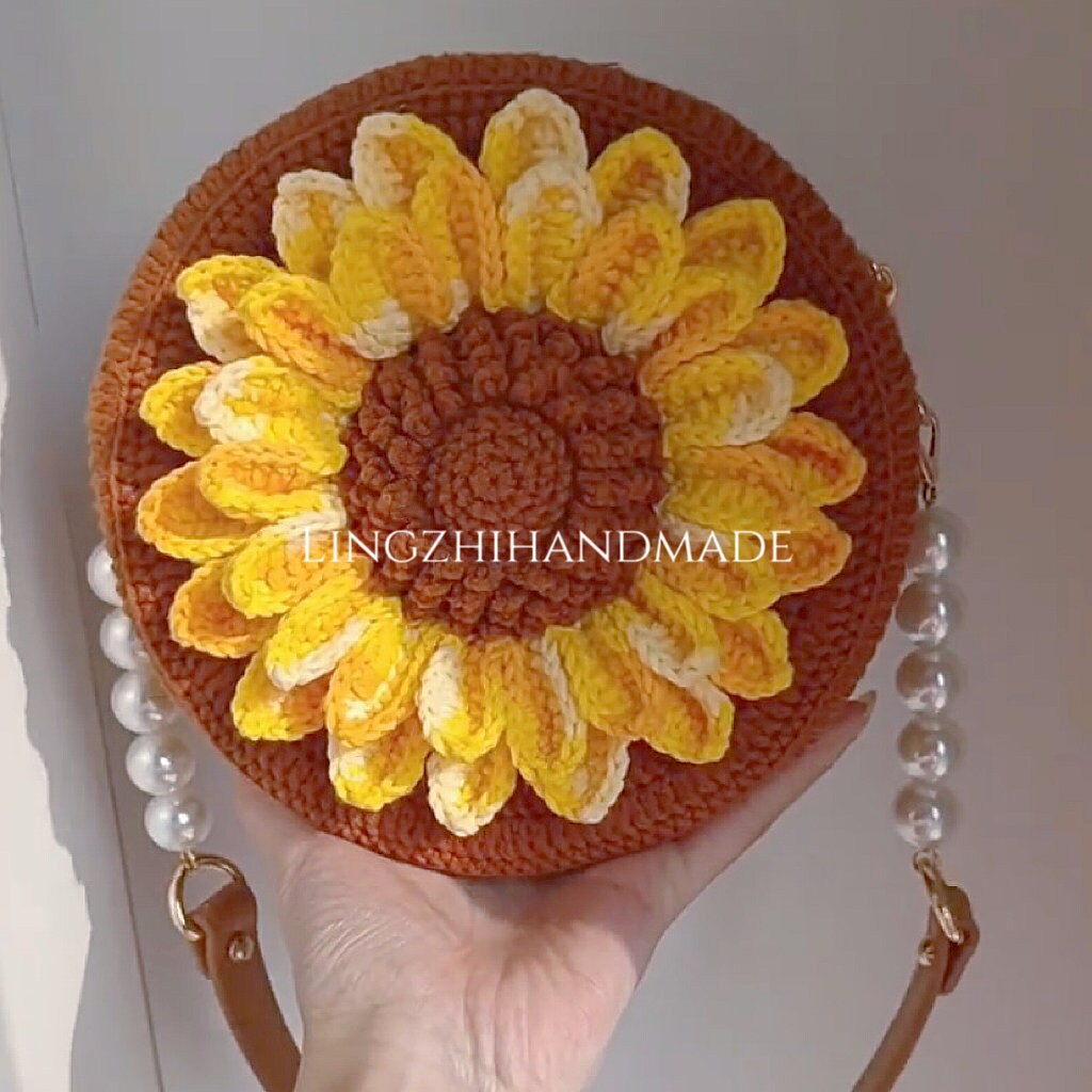 Handmade Crocheted Sunflower Bag Finished Product Crochet Flower Bag Gift for her Mother&#39;s day gift Birthday gift Handmade bag