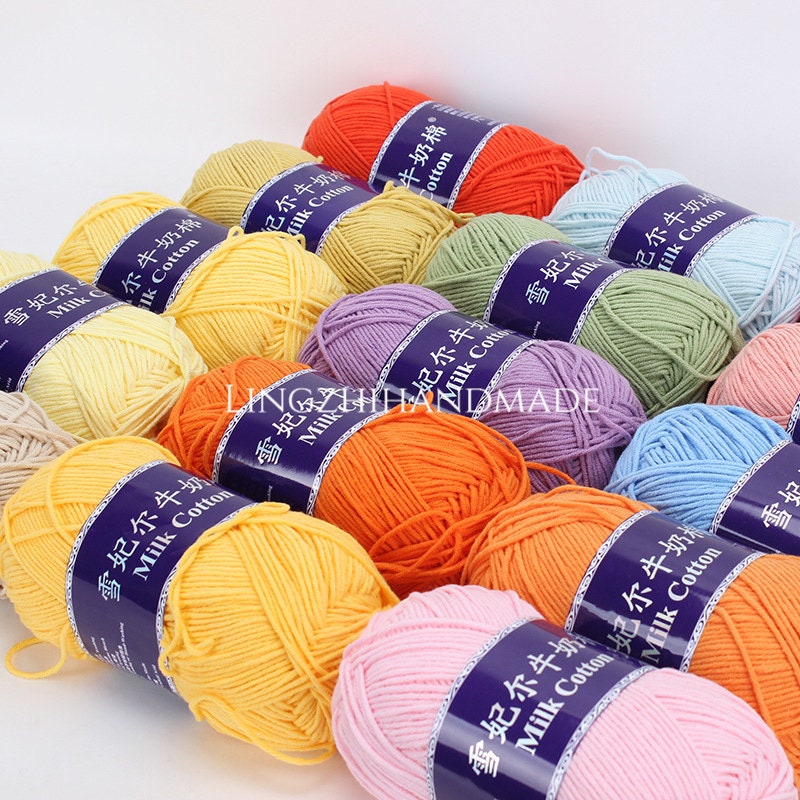 High Quality 75 Color 5Ply Milk Cotton Yarn 100gram Crochet Bags Flowers Amigurumi Punch Needling