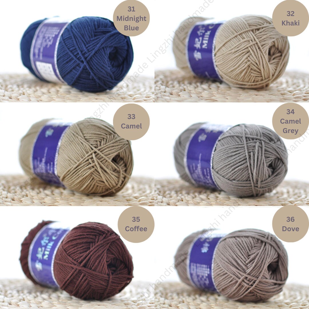 Color31-75 Color 5Ply Milk Cotton Yarn 100gram Crochet Bags Flowers Amigurumi Punch Needling