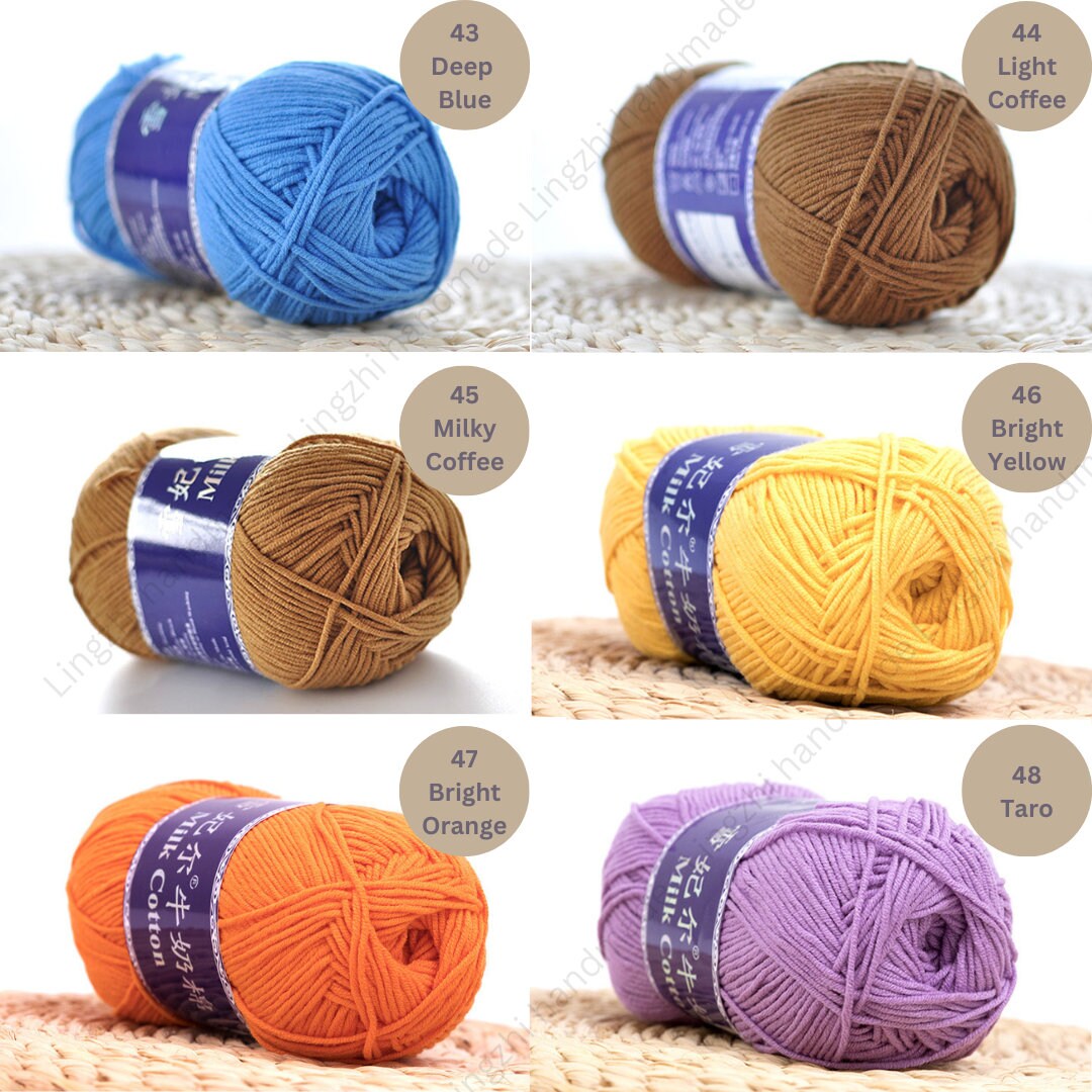 Color31-75 Color 5Ply Milk Cotton Yarn 100gram Crochet Bags Flowers Amigurumi Punch Needling