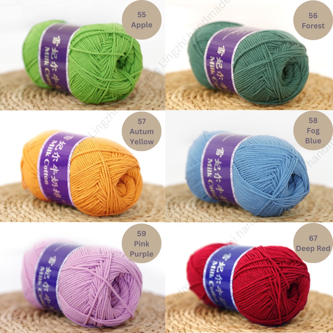 Color31-75 Color 5Ply Milk Cotton Yarn 100gram Crochet Bags Flowers Amigurumi Punch Needling