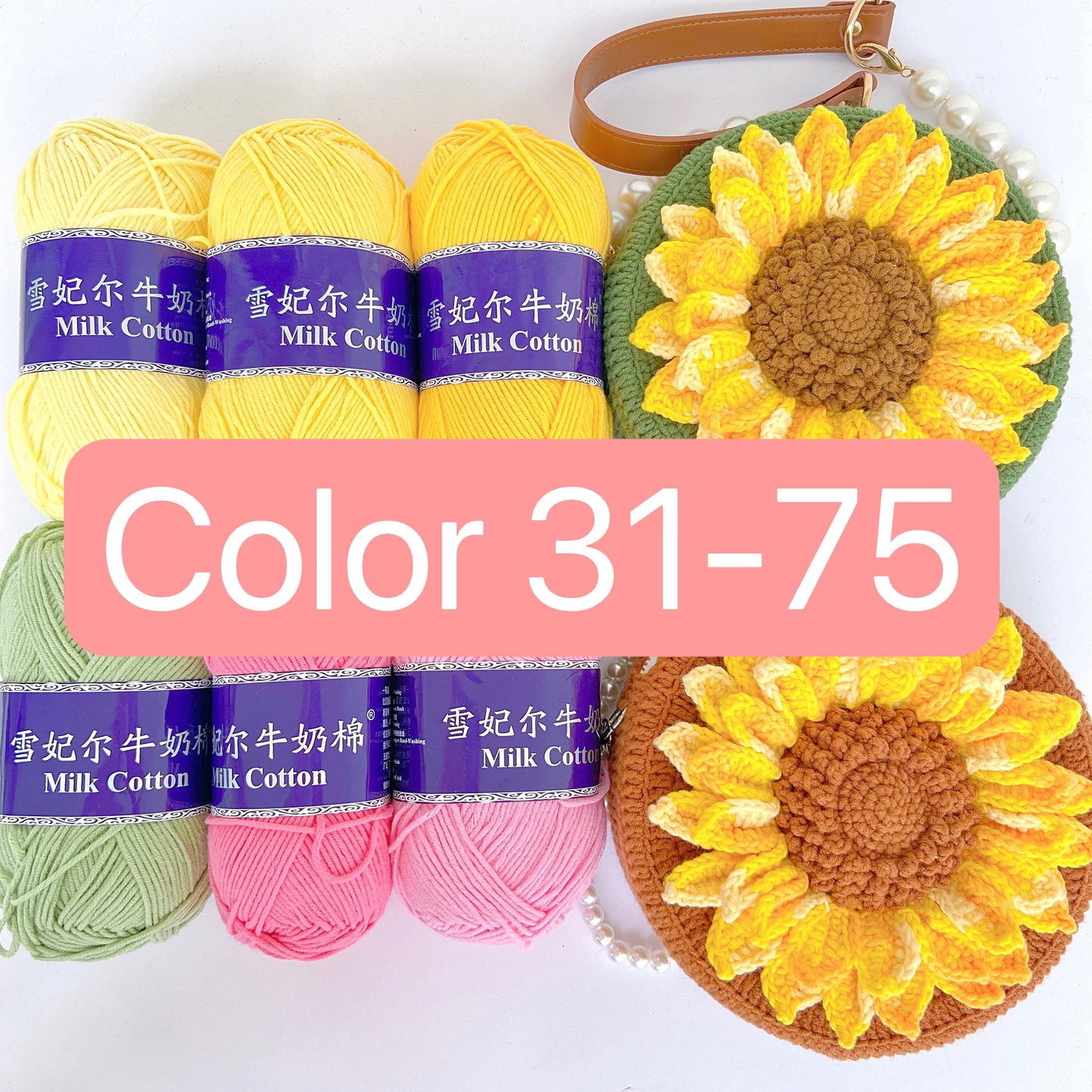 Color31-75 Color 5Ply Milk Cotton Yarn 100gram Crochet Bags Flowers Amigurumi Punch Needling