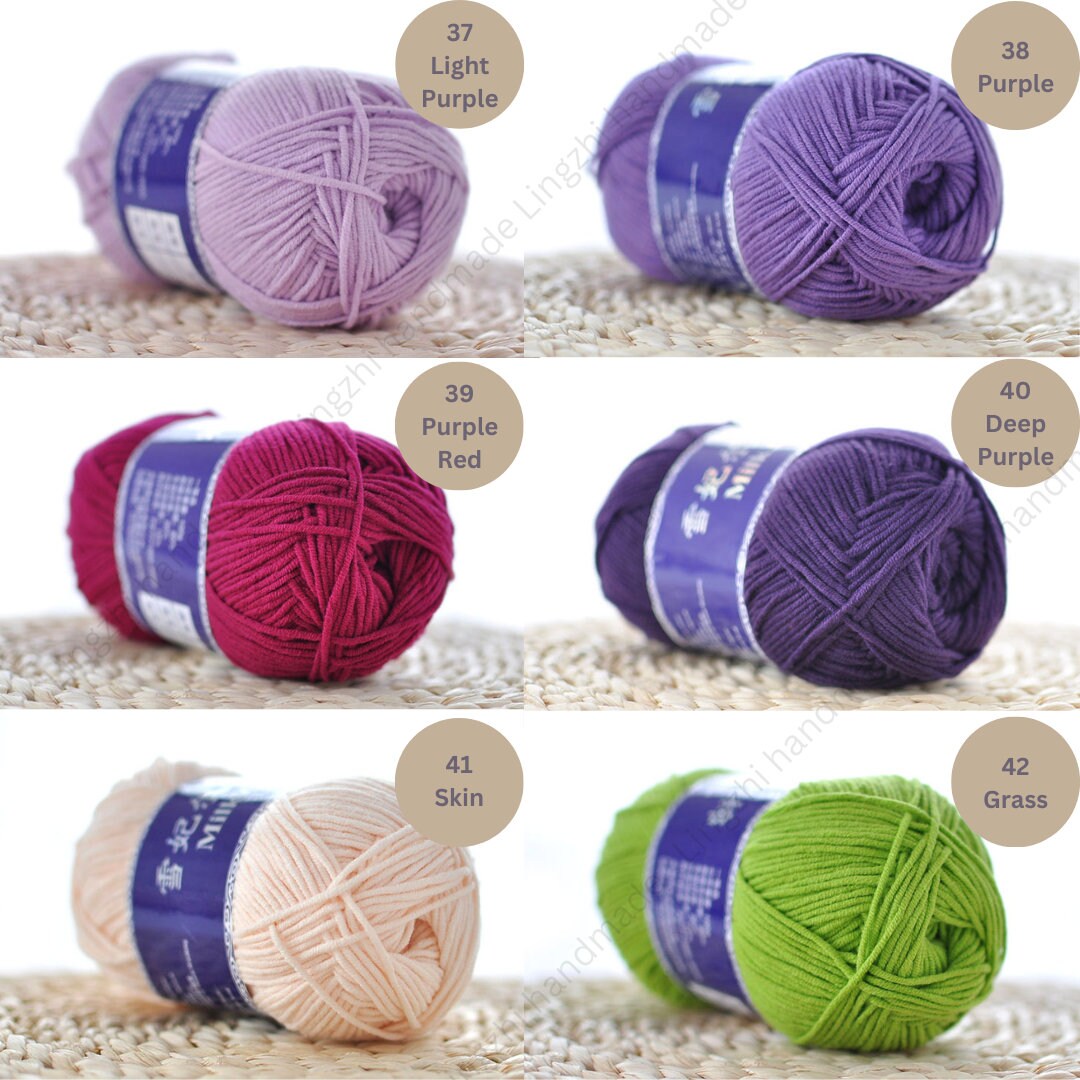 Color31-75 Color 5Ply Milk Cotton Yarn 100gram Crochet Bags Flowers Amigurumi Punch Needling