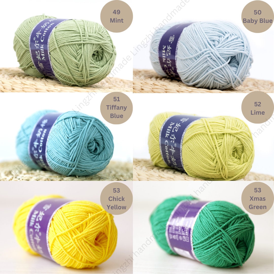 Color31-75 Color 5Ply Milk Cotton Yarn 100gram Crochet Bags Flowers Amigurumi Punch Needling