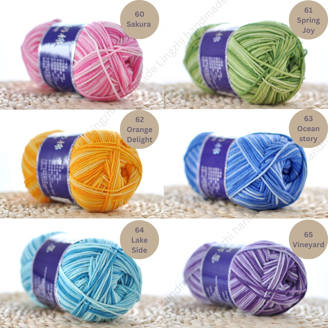 Color31-75 Color 5Ply Milk Cotton Yarn 100gram Crochet Bags Flowers Amigurumi Punch Needling