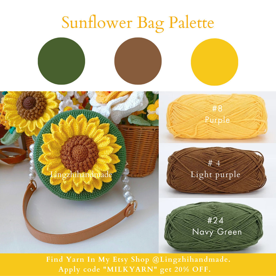 Crochet Sunflower Bag Pattern Small English Crochet Bag Pattern DIY Handmade Bag Christmas Gift For Her Crochet Bag Handmade