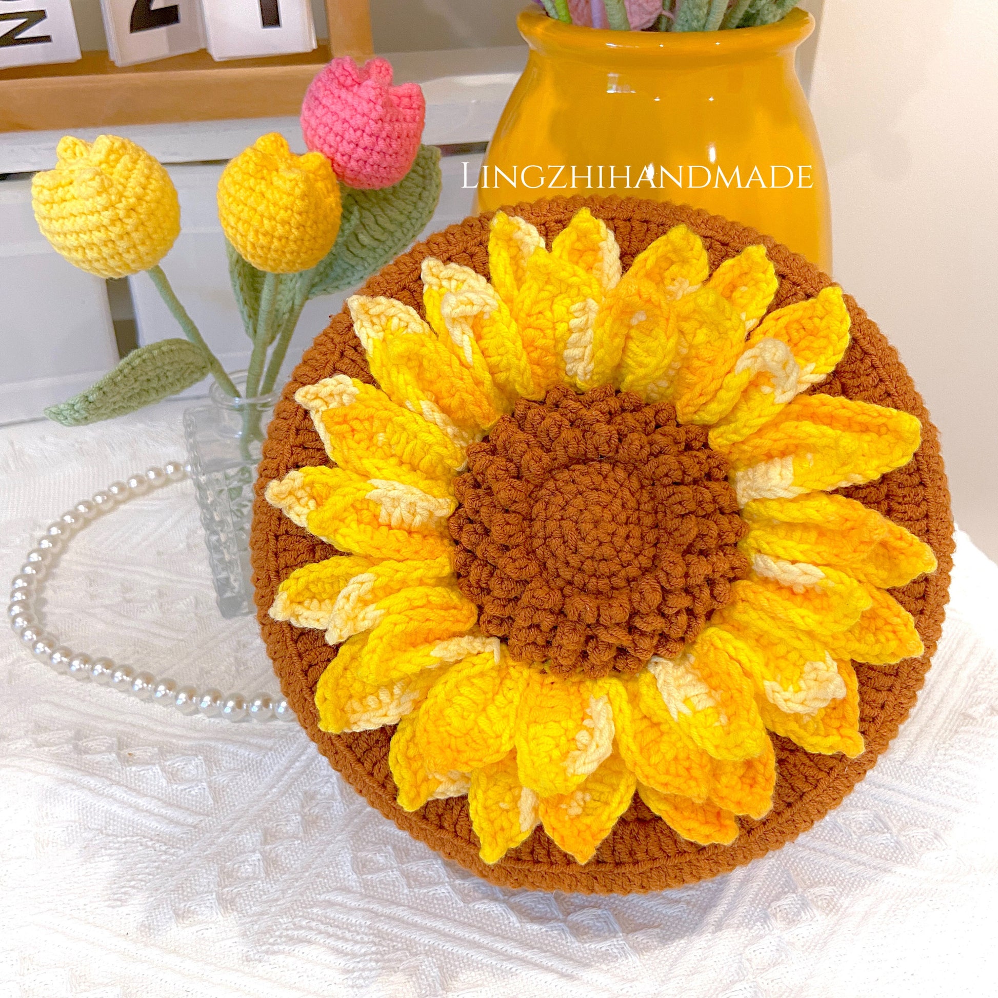 Crochet Sunflower Bag Pattern Small English Crochet Bag Pattern DIY Handmade Bag Christmas Gift For Her Crochet Bag Handmade